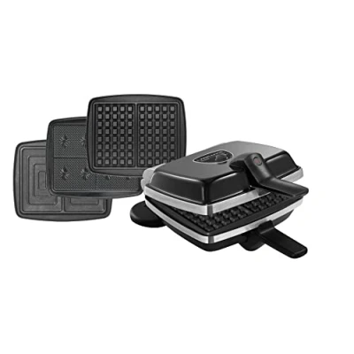 Immagine di LAGRANGE Gaufrier Super2, 1000 W, 3 set di Piastre inclusi (waffle, waffle &amp; croque signore), Made in Francia, Reversibile sul suo zoccolo, rimovibili, Multifunzione, 039653