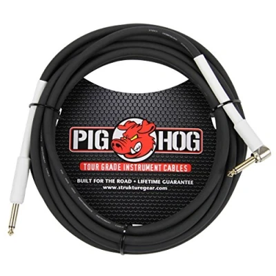 Immagine di Pig Hog PH10R Cavo per chitarra ad angolo retto, alte prestazioni, 8 mm, 1/4&quot; a 1/4&quot;, 3 m