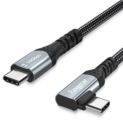 Immagine di Fasgear Cavo USB C da 100W con chip E Marker, 1m 90 gradi 5A di alimentazione 3.1 Gen2 tipo a 10Gbps ricarica rapida dati compatibile per Pixel, MacBook, Pixelbook, S20, Nero