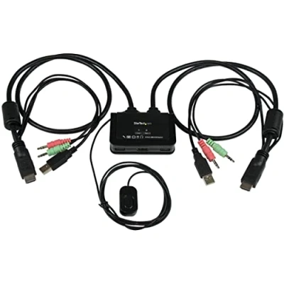 Immagine di StarTech.com Switch Kvm Cavo HDMI USB 2 Porte con Audio e Remoto Alimentazione