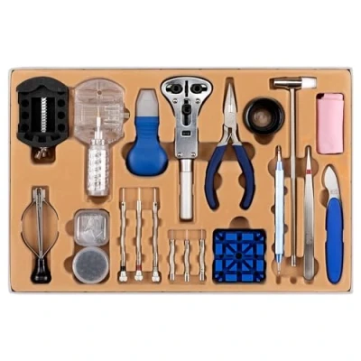 Immagine di H&amp;S Kit Orologiaio 155 Attrezzi con Custodia Riparazione Orologi Fai da Te Set Cacciaviti Apri Orologio Cassa Retro Accessori Apricassa e Togli Maglie