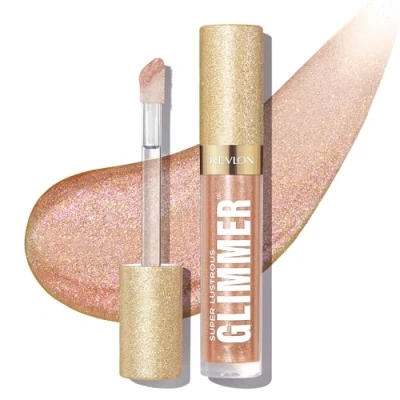 Immagine di Revlon Super Lustrous Glimmer Gloss, Glitterato Idratante e Rimpolpante, Finish Ultra Lucido Brillante, Formula a Base di Piante, 004 Happy Hour, 3.8ml