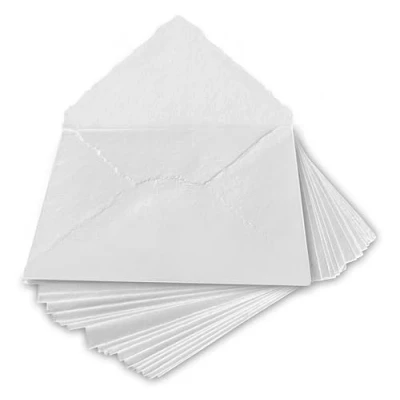 Immagine di Wanderings Buste bianche fatte a mano con bordo increspato 5,25x7,25&quot;/ 13 x 18 cm Confezione da 25 per annunci, inviti di nozze, biglietti d&#039;auguri, artigianato Spessa 150 GSM