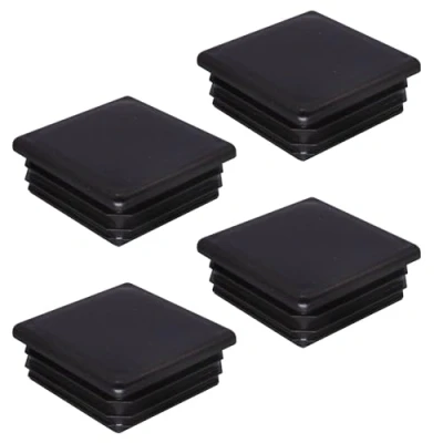 Immagine di SKIR&#039;CO tappi quadrati in plastica, 60 x mm, per tubi opachi, inserti quadrati, pali recinzioni, colore nero RAL 9005, 4 pezzi