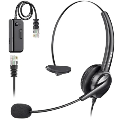 Immagine di PChero Cuffie RJ9 Regolabile Monofonico per Telefono IP Cisco con 4 Pin Della Spina e Microfono