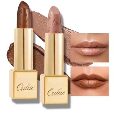 Immagine di Oulac Rossetto Metallizzato Lucido Set, Altamente Pigmentato, Lucentezza 3D, Lunga Durata, Formula Cremosa e Idratante, Vegan