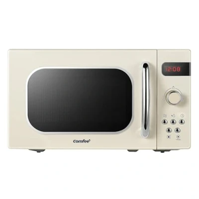 Immagine di Comfee CMSRO 20 di cr Mikrowelle im Retro Stil/Retro Mikrowellenherd mit 8 Auto Menüs, 5 Kochleistungsstufen, Express Kochtaste,Express Kochtaste, 20L, 800W, Apricot Cream
