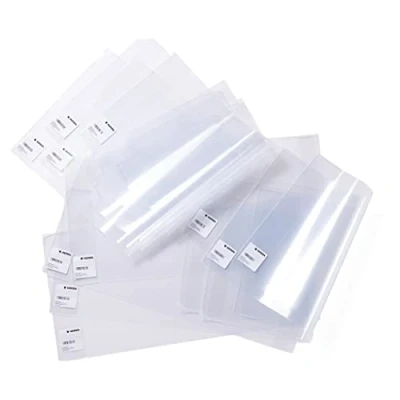 Immagine di HERMA 14240 Copertine per libri da 24 x 44 cm, in pellicola resistente, con etichetta scrivere e protezione dei bordi saldati, set 10 pezzi, trasparenti