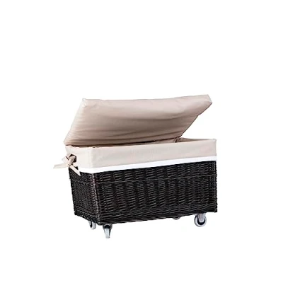 Immagine di e wicker24 Cassaforte, cestino grande, cestino, baule, contenitore in vimini, portaoggetti, cesto di vimini