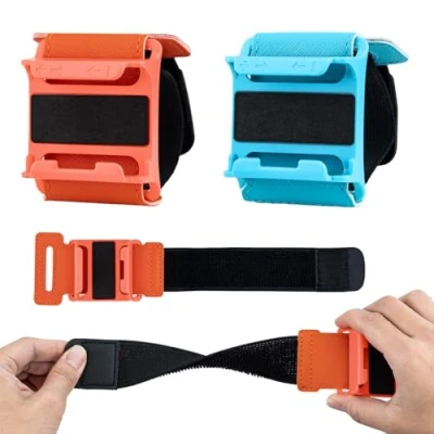 Immagine di Tolesum 2 Pack Braccialetti per Sswtich Just Dance 2025,2 in 1 elastico Cinturino da Polso Wristband Nintendo Switch 2,polsino regolabile con slot JoyCon Controllers(Rosso e Blu)