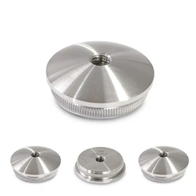 Immagine di Tappi terminali in acciaio inox V2A, tappo per tubo ringhiera 33,7 mm (bombato, materiale pieno, diametro mm, foro filettato M8)