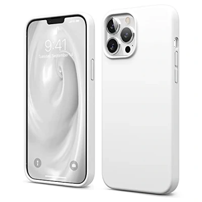 Immagine di elago Silicone Liquido Custodia Cover Compatibile con iPhone 13 Pro Max Case (6.7&quot;), Protettiva per Fotocamera Schermo Intero, in Morbida Microfibra Antigraffio (Bianco)