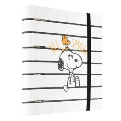 Immagine di Grupo Erik: Raccoglitore A4 Snoopy Lazy Days, a 4 anelli con elastico e copertina rigida in cartone, 32 x 27,5 cm, Cartella Portadocumenti A4, Gadget