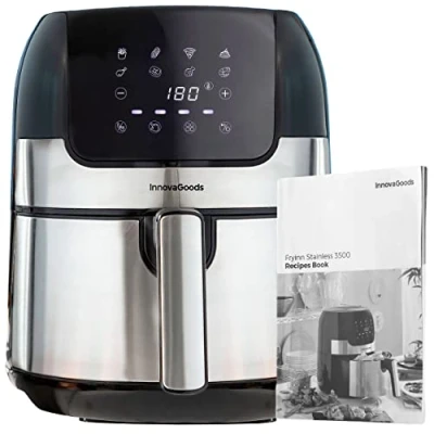 Immagine di InnovaGoods® Friggitrice ad aria 3,5 litri, 1400W, airfryer +100 ricette in IT, 8 programmi, touch screen, cestello antiaderente e flusso d&#039;aria a 360 ideale per 2 3 persone