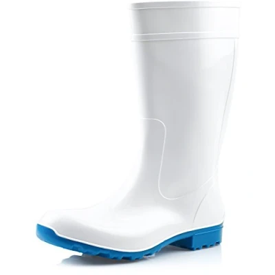 Immagine di Ladeheid Stivali Pioggia Donna 100% Impermeabili Gomma Robusto e Confortevole Alti da Scarpe Femminile LA 967 (Bianco/Blu 42 EU)