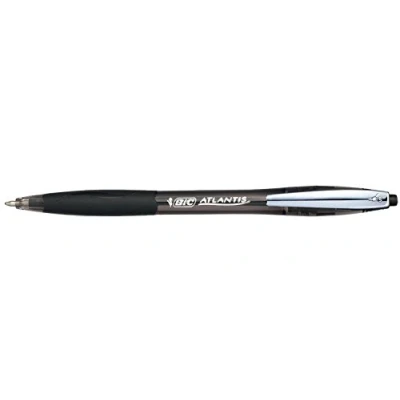 Immagine di Bic Atlantis Penna a sfera scatto con impugnatura gommata nera (12 unità)