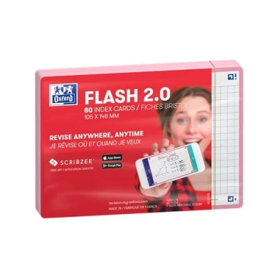 Immagine di Oxford Flash 2.0 80 schede Bristol Cards A6 (10,5 x 14,8 cm) Quadrati piccoli, colore: rosa