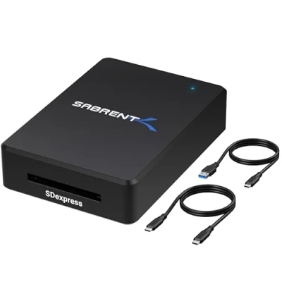 Immagine di SABRENT lettore di schede SD Express 7.0 USB C, esterno 3.2 Trasferimento dati ad alta velocità 985 MBps, adattatore compatibile con V90, V60, V30, UHS II, I