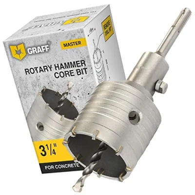 Immagine di GRAFF Turbo,Punta per trapano a corona da 82 mm, con adattatore SDS Plus e punta di centraggio, tazza sega martello perforatore,