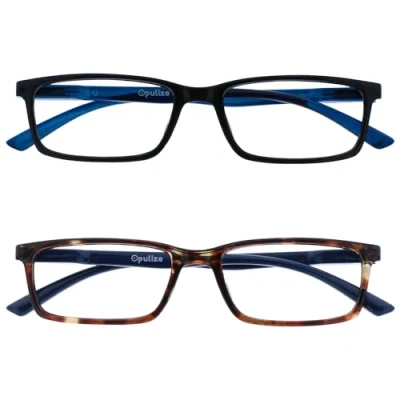 Immagine di OPULIZE See Occhiali Filtro Set da 2 Luce Blu Montatura Stretta Cerniere a Molla Migliorano il Sonno Gaming Computer Anti Riflesso Nero Marrone Uomo Donna BB9 12 +0.00