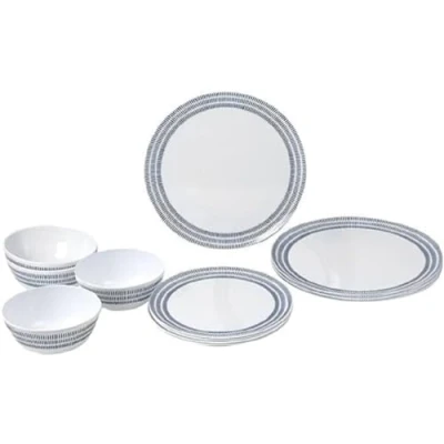 Immagine di BRUNNER Set stoviglie da Campeggio (Set 12 Pezzi) per 4 Persone Midday Bluebay in melamina di Alta qualità, Antiscivolo e Resistente