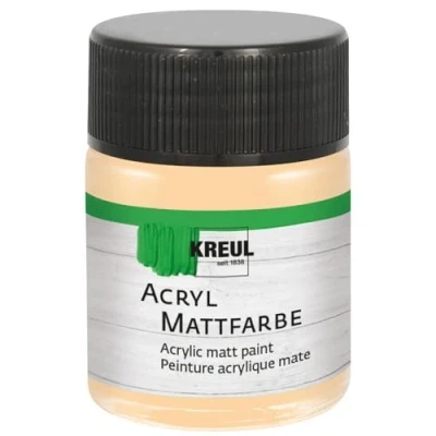 Immagine di Kreul 75552 vernice acrilica opaca, beige in barattolo da 50 ml, a base d&#039;acqua dalla copertura cremosa, ad asciugatura rapida, adatta molte superfici diverse