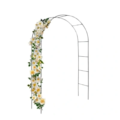 Immagine di Garden Mile arco da giardino con telaio in acciaio resistente, grande, resistente alle intemperie, per piante rampicanti interni ed esterni, rose, rampicanti, frutta, o piselli (2,4 m)