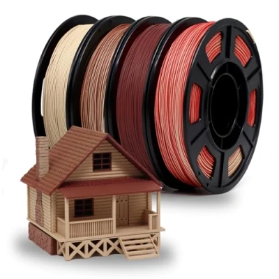 Immagine di YOUSU filamento in legno PLA a doppio colore, 1,75 mm, per stampante 3D multicolore, 3 colori e 1 stampa di bambù, adatto la maggior parte delle