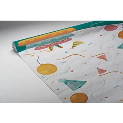 Immagine di Tovaglia rotolo in carta damascata 1,18 x 6 mt Happy Party