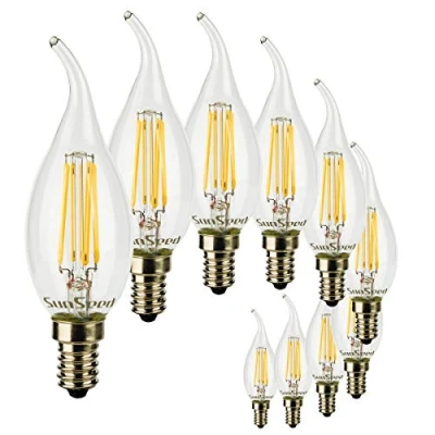 Immagine di SUNSEED 10x Lampadina E14 Filamento LED 5W Colpo di Vento 600 Lumen Luce Calda 2700K