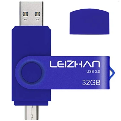 Immagine di LEIZHAN Chiavetta USB 32GB,Flash Drive 3.0 OTG Memory Stick per Telefono Huawei Samsung Android Tablet Mac PC Blu