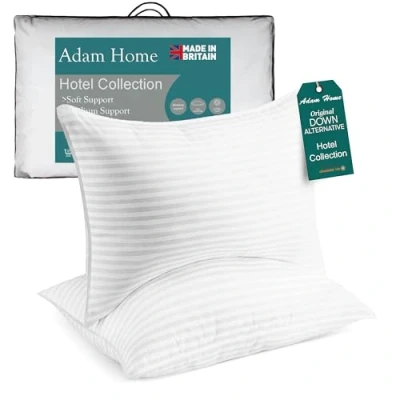 Immagine di Adam Home cuscini a righe di qualità alberghiera, imbottiti per letto laterale, rimbalzo rapido e resistente alla polvere, alta qualità, confezione da 2