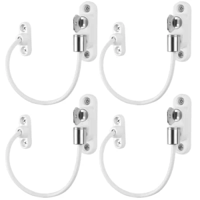 Immagine di Neoteck 4PCS Cavo Limitatore di Apertura Porta e Finestra UPVC con Blocco Serratura Sicurezza per Bambini Include Chiavi Viti