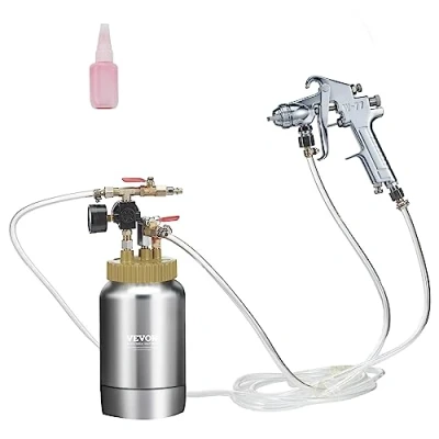 Immagine di VEVOR Serbatoio Spruzzatore di Vernice Capienza 2L Alimentazione a Pressione Pistola con Ugello 1,8mm Regolabile tra 0 3,1 bar, per Verniciatura 2L, Spruzzo