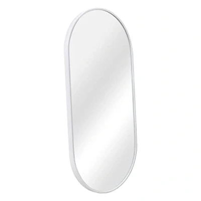 Immagine di [en.casa] Specchio da Parete 40 x 80 cm Ovale Bagno con Fissaggio Verticale Orizzontale Cornice in Alluminio Bianco