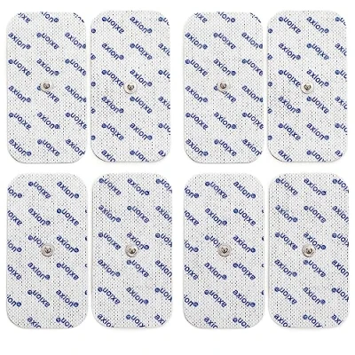 Immagine di axion 8 elettrodi 10x5 cm Patch compatibili con Beurer e Altri elettrostimolatori TENS EMS Riutilizzabili autoadesivi connettore a Bottone Snap da 3,5 mm