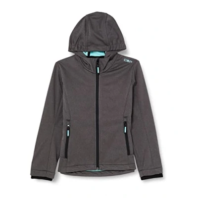 Immagine di CMP Giacca in softshell melange da bambini con cappuccio fisso, Nero Mel. Acqua, 128