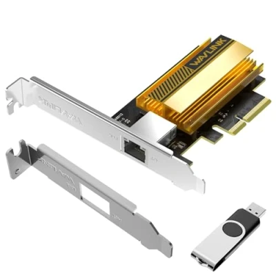 Immagine di Scheda di rete WAVLINK 10G Base T PCIe, adattatore Ethernet PCI Express da 10000/5000/2500 Mbps con controller AQC113, NIC per Windows 11/10 e Linux supporto a basso profilo