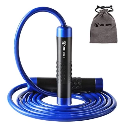 Immagine di AUTUWT Corda per Saltare Ponderata 1Lb,Manico in Alluminio e da 9 mm di Spessore, Vite Ricambio, Cuscinetti a Sfera Fitness, Crossfit, Boxe, MMA
