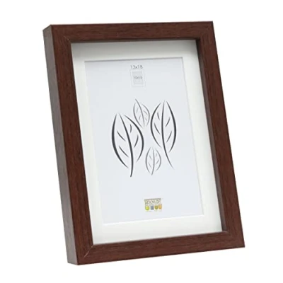 Immagine di Deknudt Frames S40AH4 P1 13.0X18.0 Portafoto Basic con passpartout, modanatura alta, in legno/MDF, 20 x 14,9 2,96 cm, colore: bruno