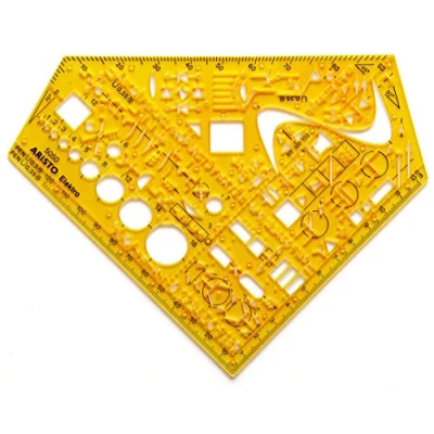 Immagine di Aristo AH5050 Stencil elettrico (segno di commutazione per ingegneria elettrica ed elettronica, plastica PET indeformabile), colore: arancione/trasparente