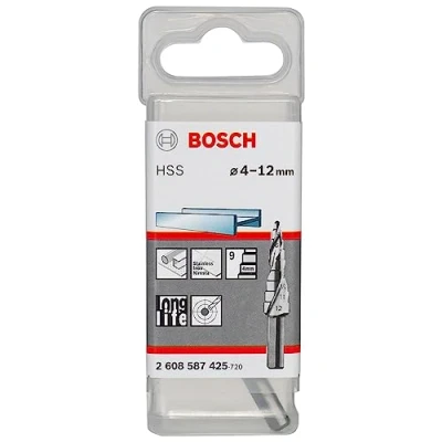 Immagine di Bosch Accessories 323227 HSS Punta a gradini 4 12 mm Lunghezza totale 66.5 Alberino 3 facce 9 pz.