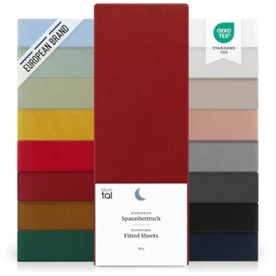 Immagine di Blumtal lenzuolo con angoli matrimoniale 160x200cm sotto in microfibra certificato Oekotex rosso Aurora