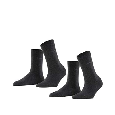 Immagine di ESPRIT Uni 2 Pack W SO cotone tinta unita confezione di paia, Calzini Donna, Grigio (Anthracite Melange 3080), 39 42