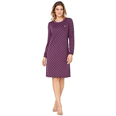 Immagine di e.Femme® Marion 850 Camicia da notte donna a maniche lunghe, in 50% cotone e modal, melanzana, 50