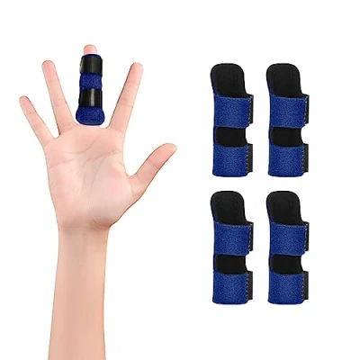 Immagine di supregear Stecca della Dito Supporto, 4 Pacchi Regolabile Riutilizzabile per a Scatto Tutore Dita con Rimovibile Barra di Alluminio Indice/Medio/Anulare/Mignolo, Blu