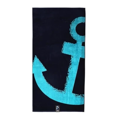 Immagine di jilda tex, telo mare 90 x 180 cm, asciugamano da spiaggia, in 100% vellutino di cotone e spugna, facile lavare (motivo Nordic Blue)