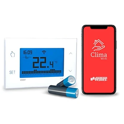Immagine di VEMER VE788600 TUO WiFi Batteria Termostato a Smart Programmabile per Caldaia, Compatibile con Alexa e Google Home, Gestibile App Controllo Remoto, Bianco