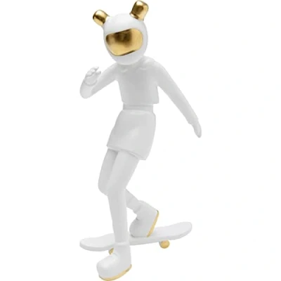 Immagine di Kare Statuetta decorativa di design, astronauta, oro, bianco, ceramica, fatta a mano, pezzo unico, 33 x 10 17 cm (altezza larghezza profondità)