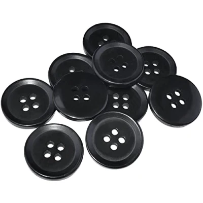 Immagine di AERZETIX C56949 Set di 10 Bottoni per cucire rotondi Ø20x3mm con 4 fori 32L L32 colore nero in plastica apertura 2.5mm merceria cucito abbigliamento moda maglia decorazione